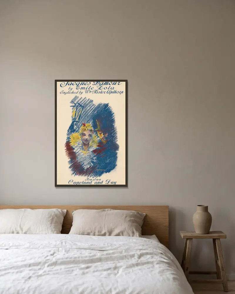Jacques Damour von Émile Zola von Ethel Reed gerahmt an einer Wand