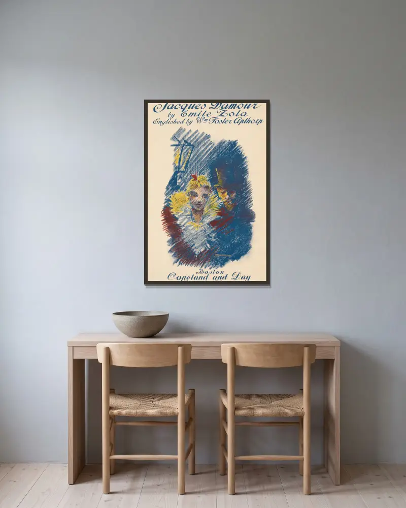 Jacques Damour von Émile Zola von Ethel Reed gerahmt an einer Wand