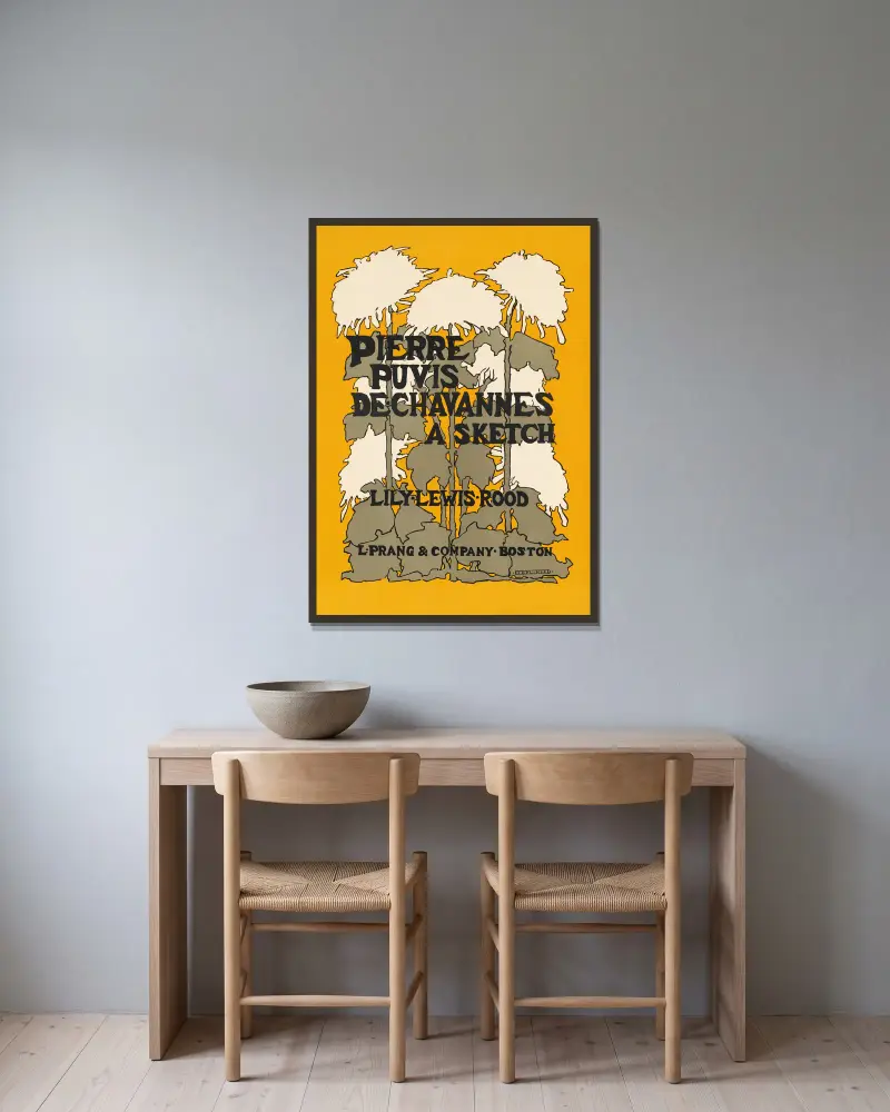 Pierre Puvis de Chavannes, szkic, Lily Lewis Rood, Ethel Reed w ramie na ścianie