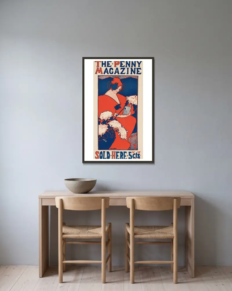 The Penny Magazine, säljs här av Ethel Reed inramad på en vägg