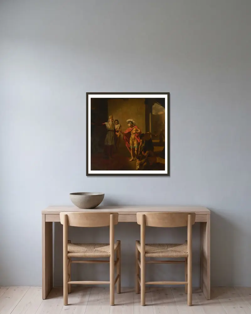 Ahimelech übergibt David das Schwert Goliaths von Jean-Etienne Liotard gerahmt an einer Wand