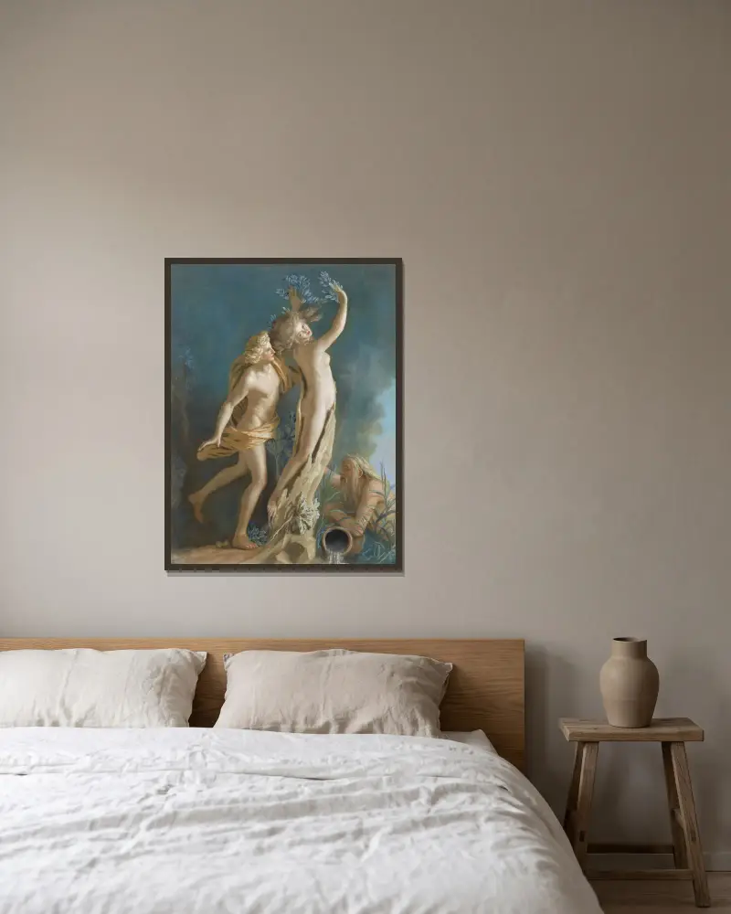 Apollo und Daphne von Jean-Etienne Liotard gerahmt an einer Wand