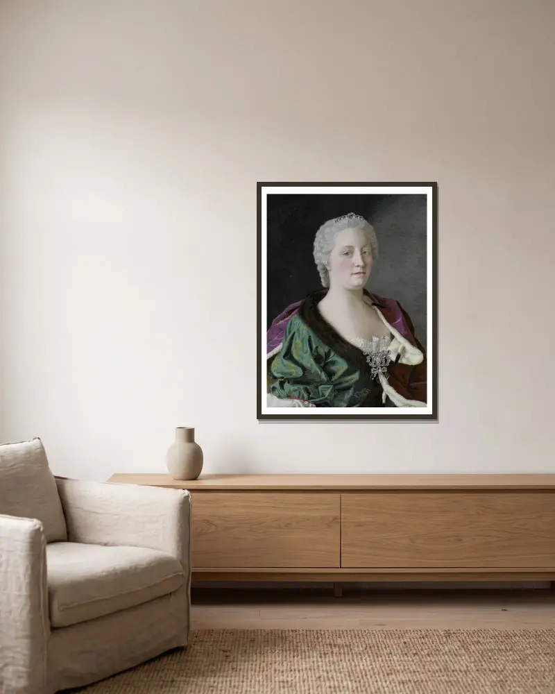Marie Terezie, arcivévodkyně rakouská, královna uherská a česká a císařovna Svaté říše římské, Jean-Etienne Liotard v rámu na stěně
