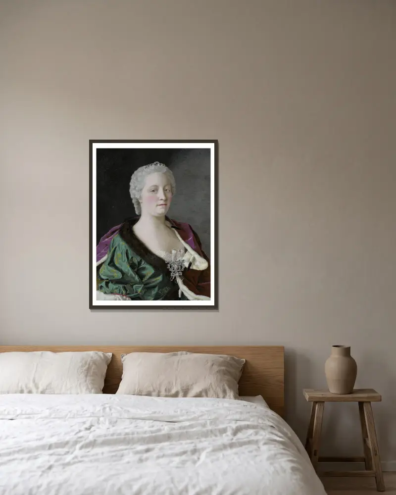 Marie Terezie, arcivévodkyně rakouská, královna uherská a česká a císařovna Svaté říše římské, Jean-Etienne Liotard v rámu na stěně