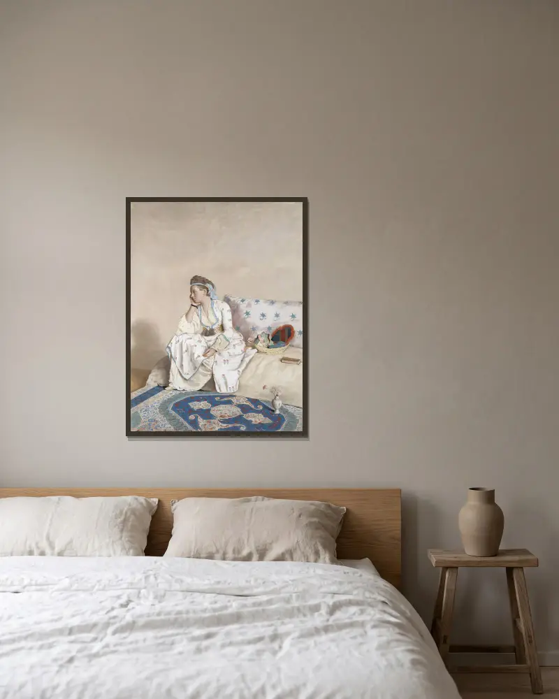 Marie Fargues, konstnärens hustru av Jean-Etienne Liotard inramad på en vägg