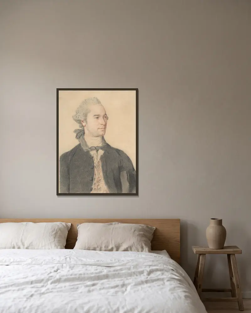 Porträtt av en man av Jean-Etienne Liotard inramad på en vägg