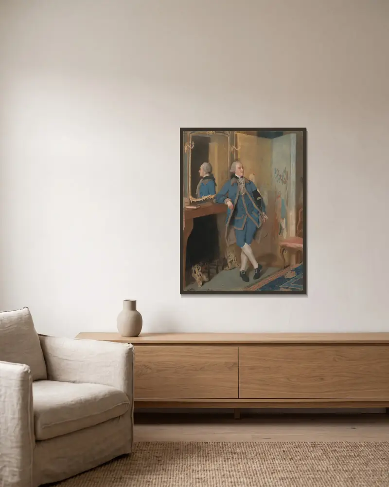 Porträtt av John, Lord Mountstuart, senare 4:e earl och 1:e markis av Bute av Jean-Etienne Liotard inramad på en vägg