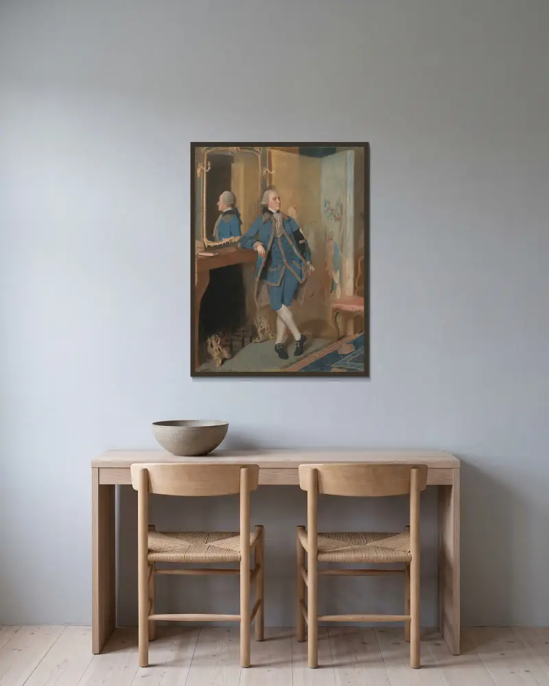 Porträtt av John, Lord Mountstuart, senare 4:e earl och 1:e markis av Bute av Jean-Etienne Liotard inramad på en vägg