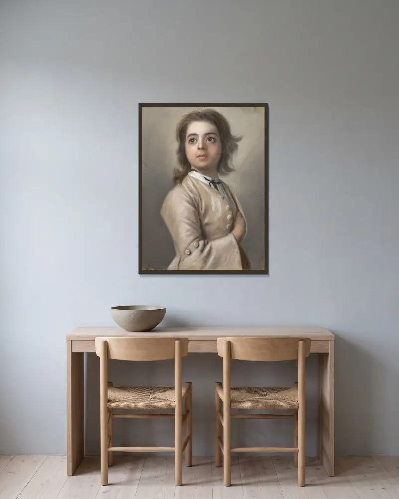 Studie av en ung man, halvfigur av Jean-Etienne Liotard inramad på en vägg