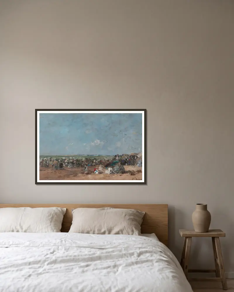 Pláž v Trouville, Eugène Boudin v rámu na stěně