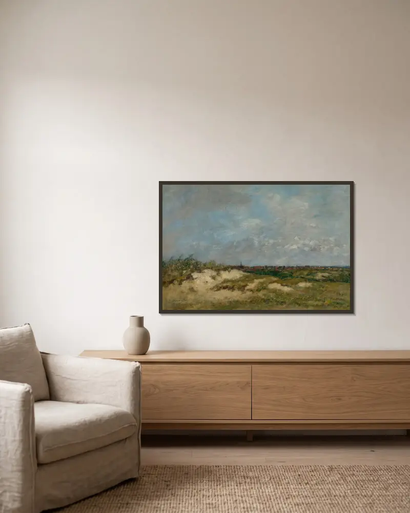Berck. Les Dunes Par Gros Temps av Eugène Boudin inramad på en vägg