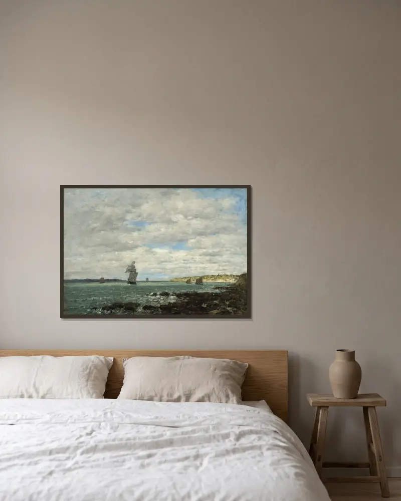 Bretagnes kust av Eugène Boudin inramad på en vägg