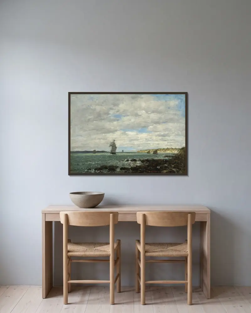 Bretagnes kust av Eugène Boudin inramad på en vägg