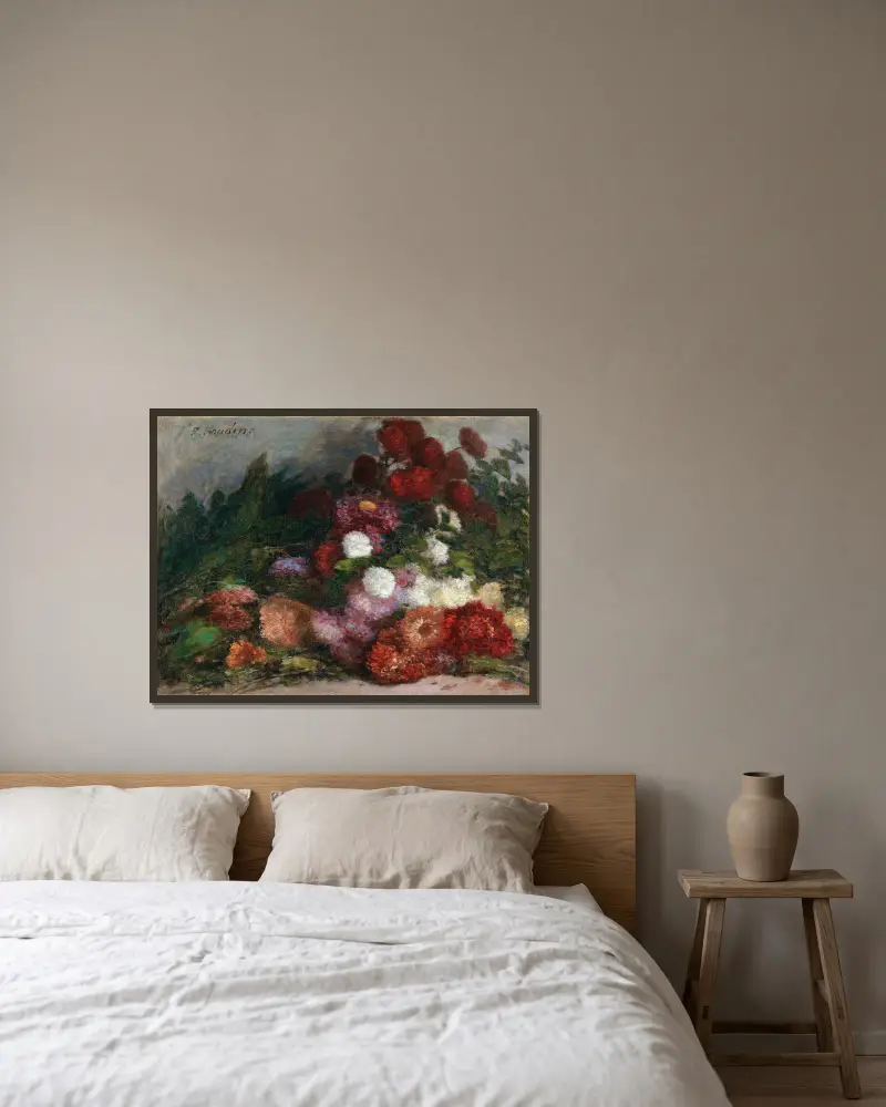 Blumenstrauß von Eugène Boudin gerahmt an einer Wand