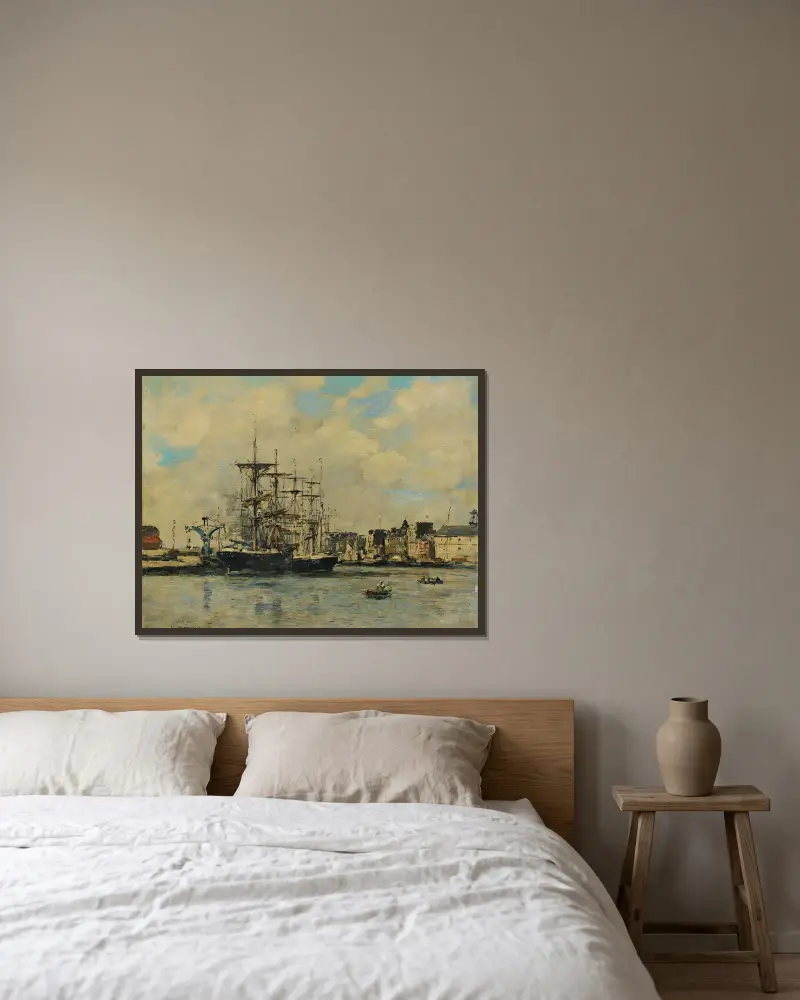 Le Havre. Basen de la Barre, Eugène Boudin w ramie na ścianie