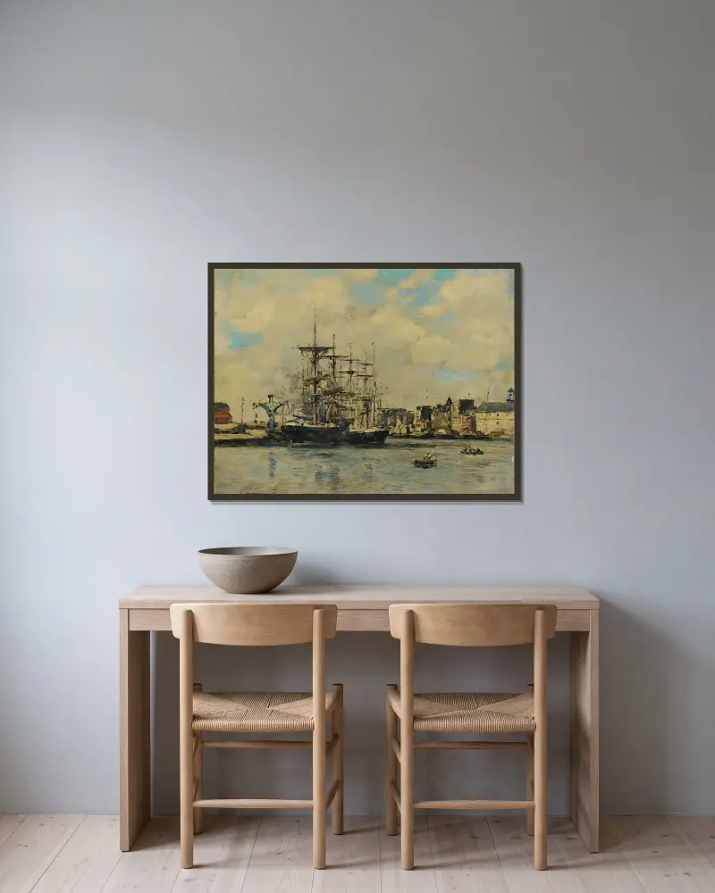 Le Havre. Basen de la Barre, Eugène Boudin w ramie na ścianie