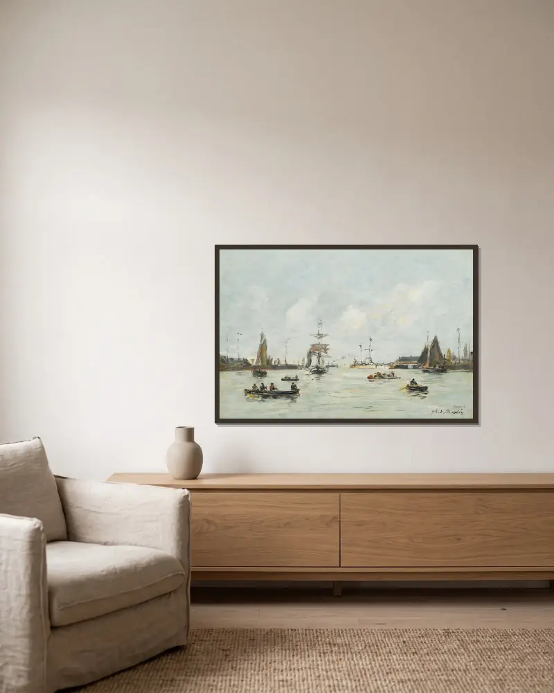 Le Havre. L’avant-Port av Eugène Boudin inramad på en vägg