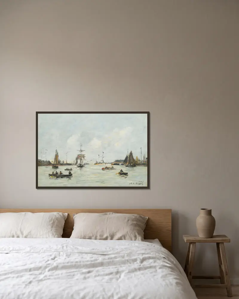 Le Havre. L’avant-Port av Eugène Boudin inramad på en vägg