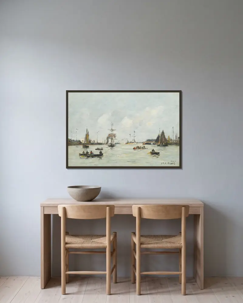 Le Havre. L’avant-Port av Eugène Boudin inramad på en vägg