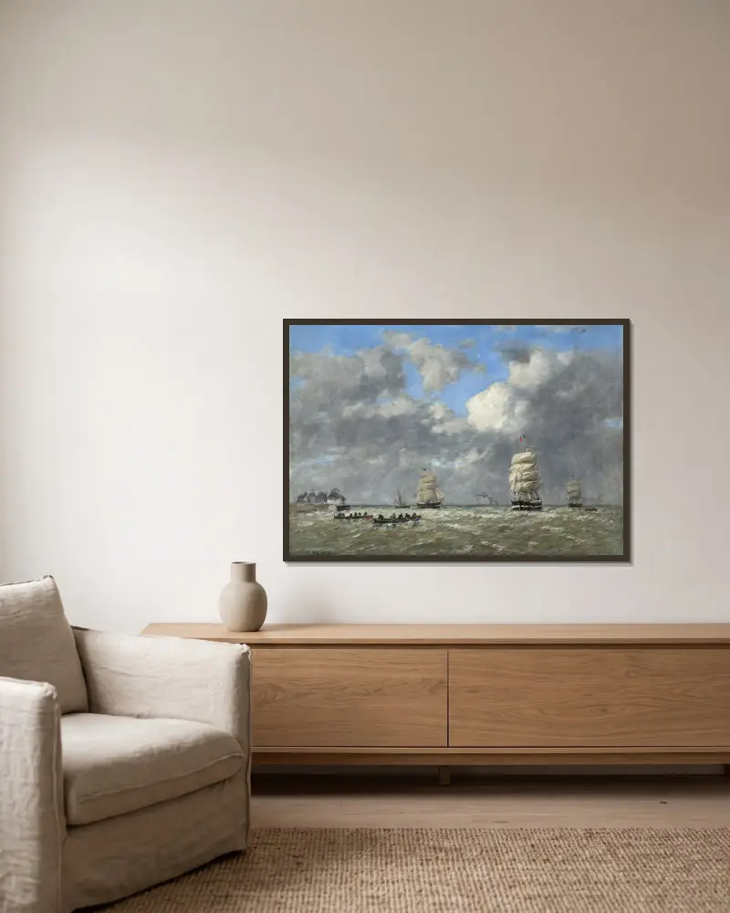 Le Havre von Eugène Boudin gerahmt an einer Wand