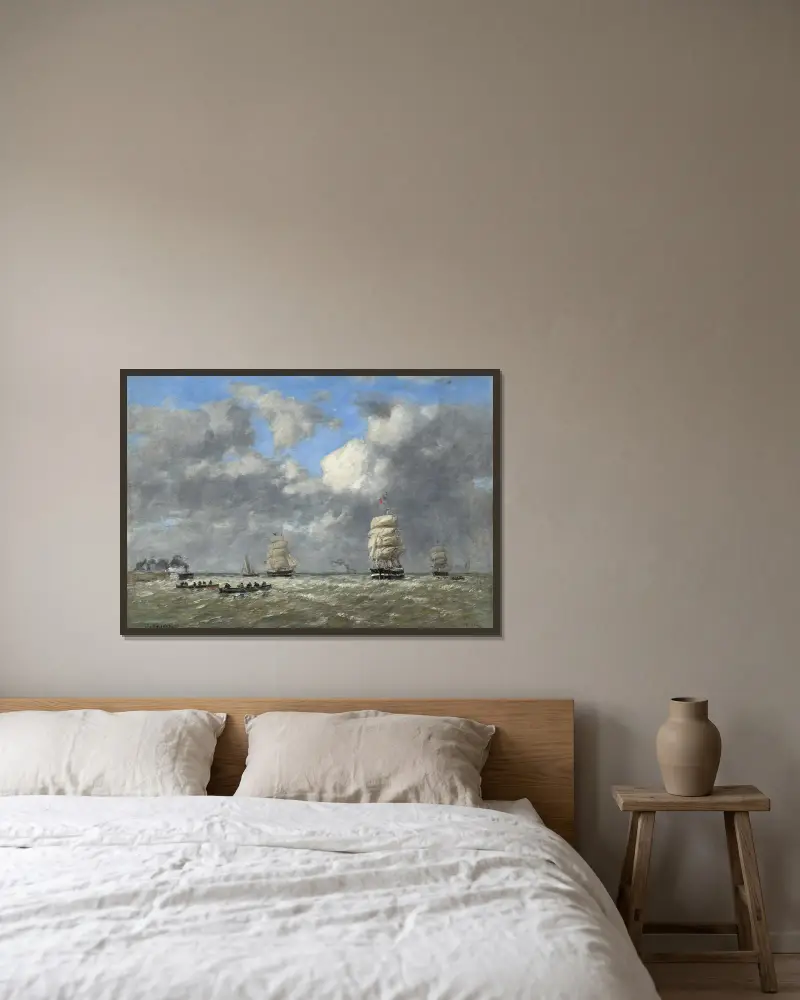 Le Havre von Eugène Boudin gerahmt an einer Wand