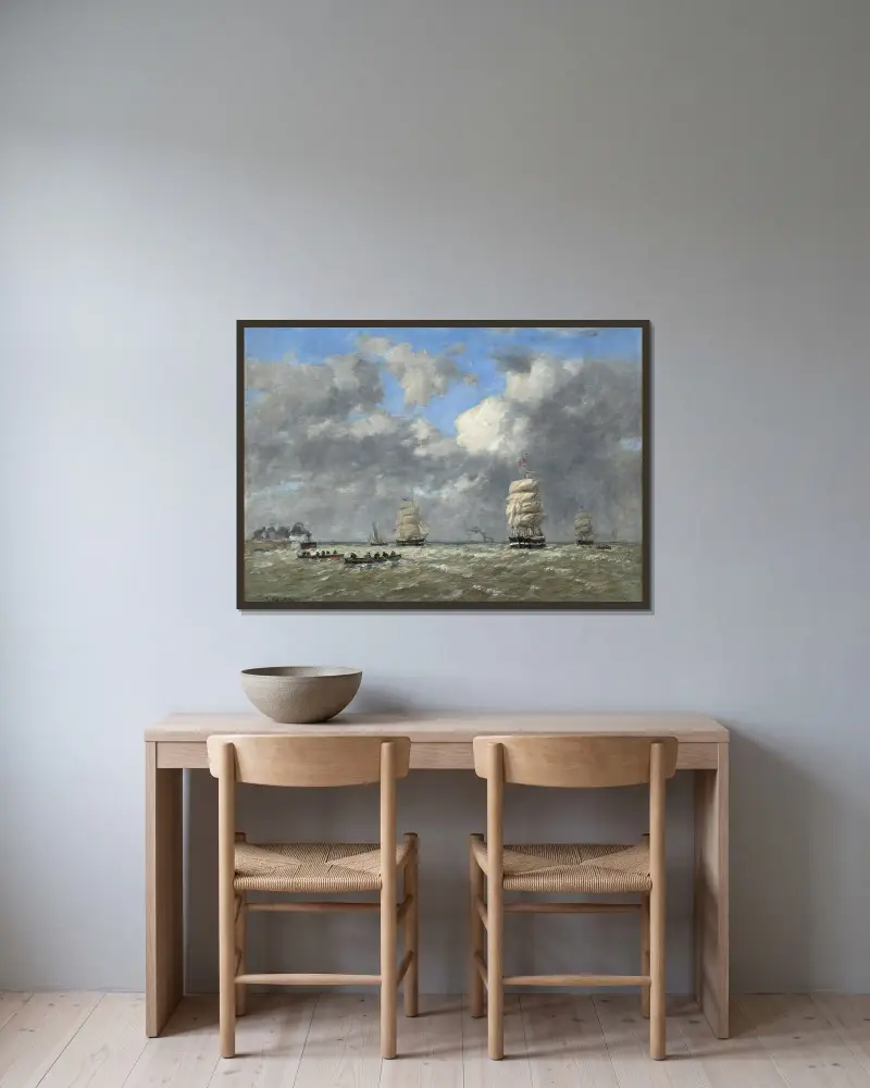 Le Havre von Eugène Boudin gerahmt an einer Wand