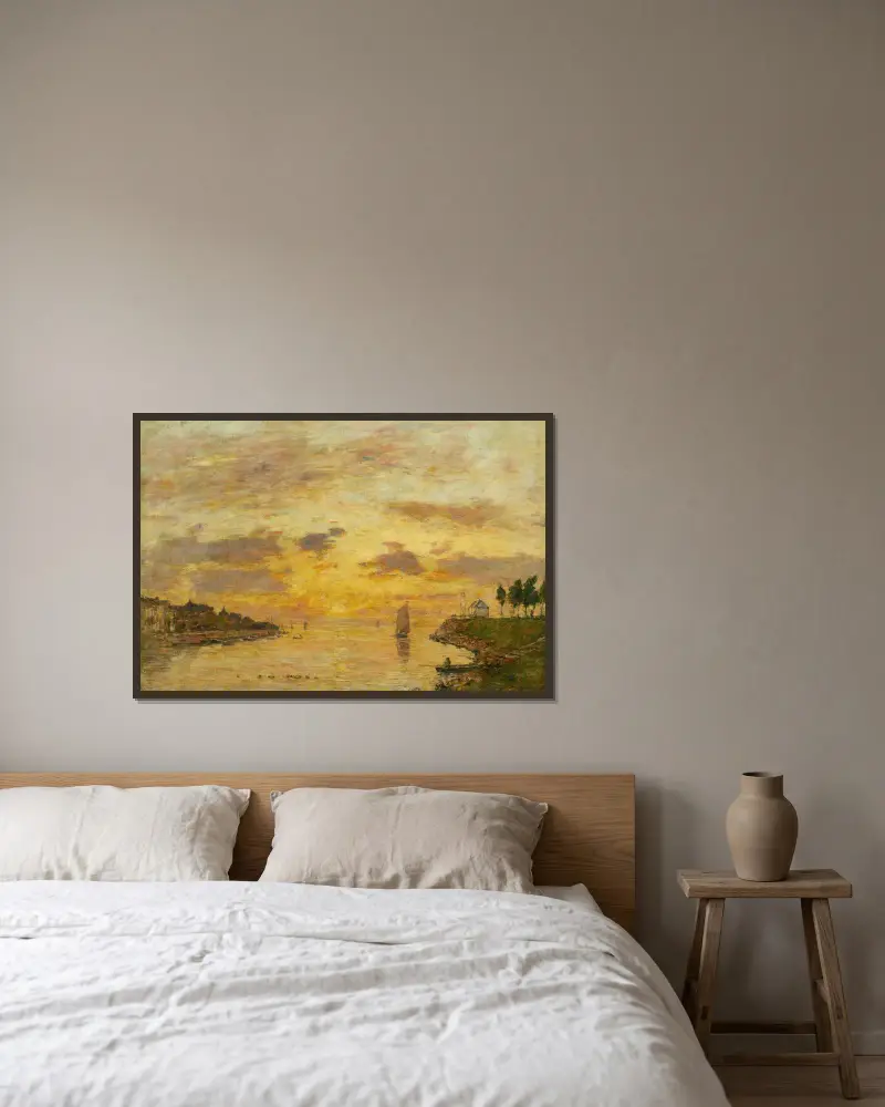Saint-Valéry-sur-Somme. Sommeflodens mynning av Eugène Boudin inramad på en vägg