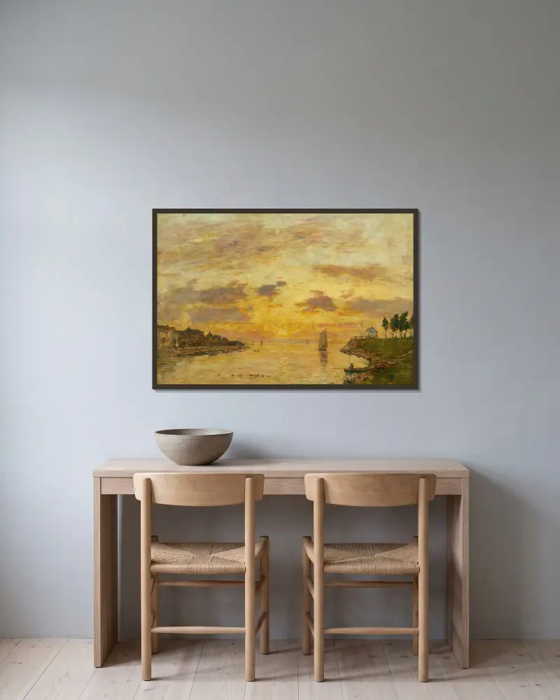Saint-Valéry-sur-Somme. Sommeflodens mynning av Eugène Boudin inramad på en vägg