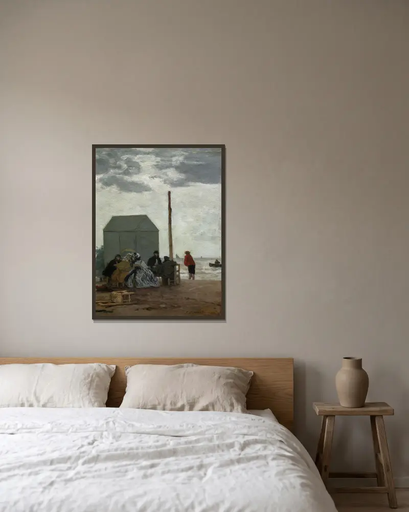 Der Strand von Deauville von Eugène Boudin gerahmt an einer Wand