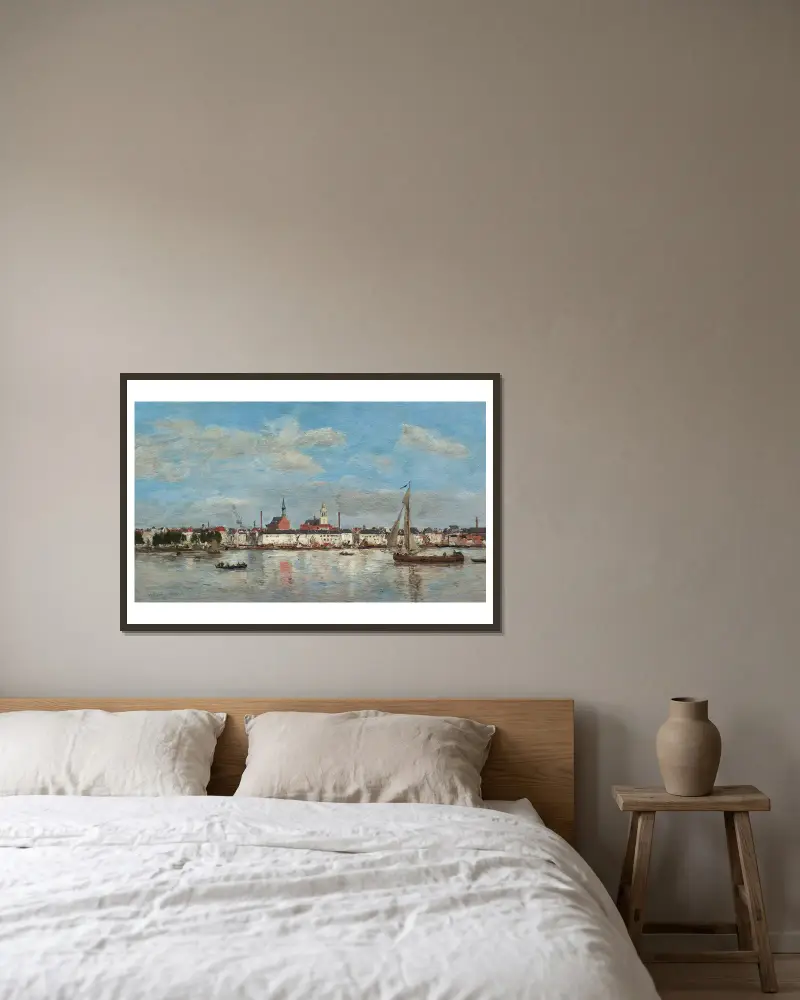 Der Kai von Antwerpen von Eugène Boudin gerahmt an einer Wand