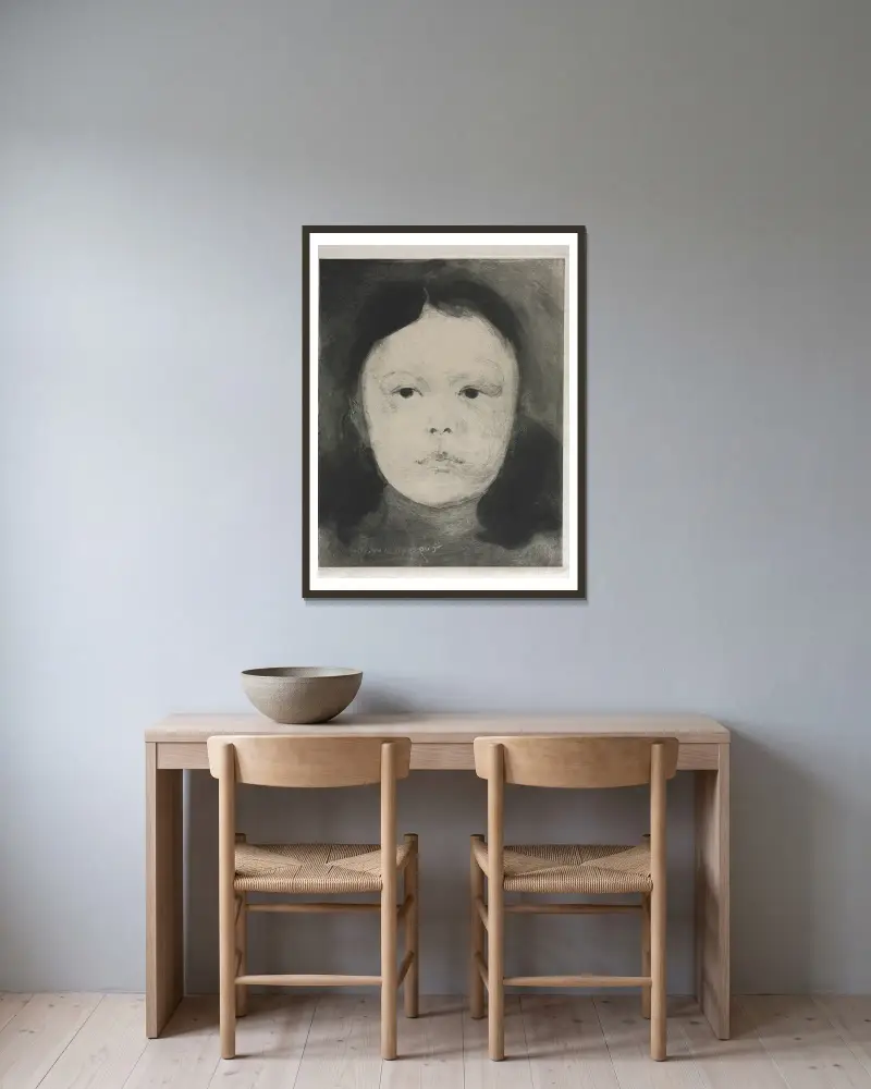 Marguerite Carrière av Eugène Carriere inramad på en vägg