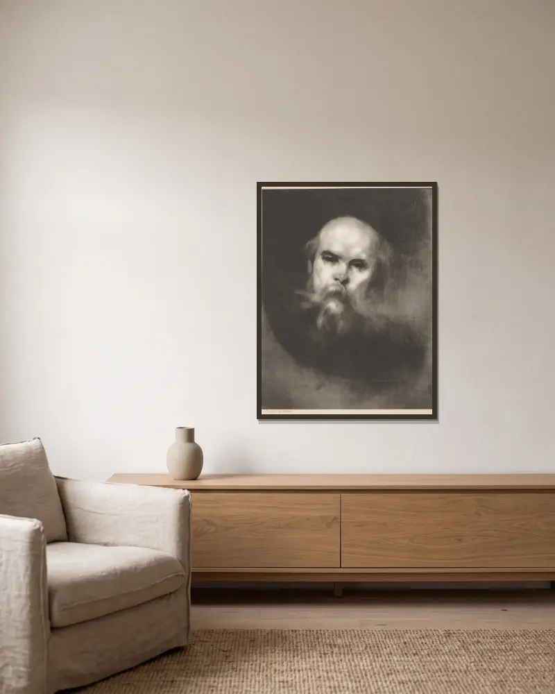 Paul Verlaine av Eugène Carriere inramad på en vägg