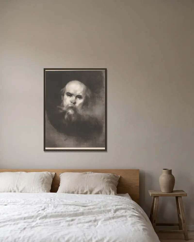 Paul Verlaine av Eugène Carriere inramad på en vägg