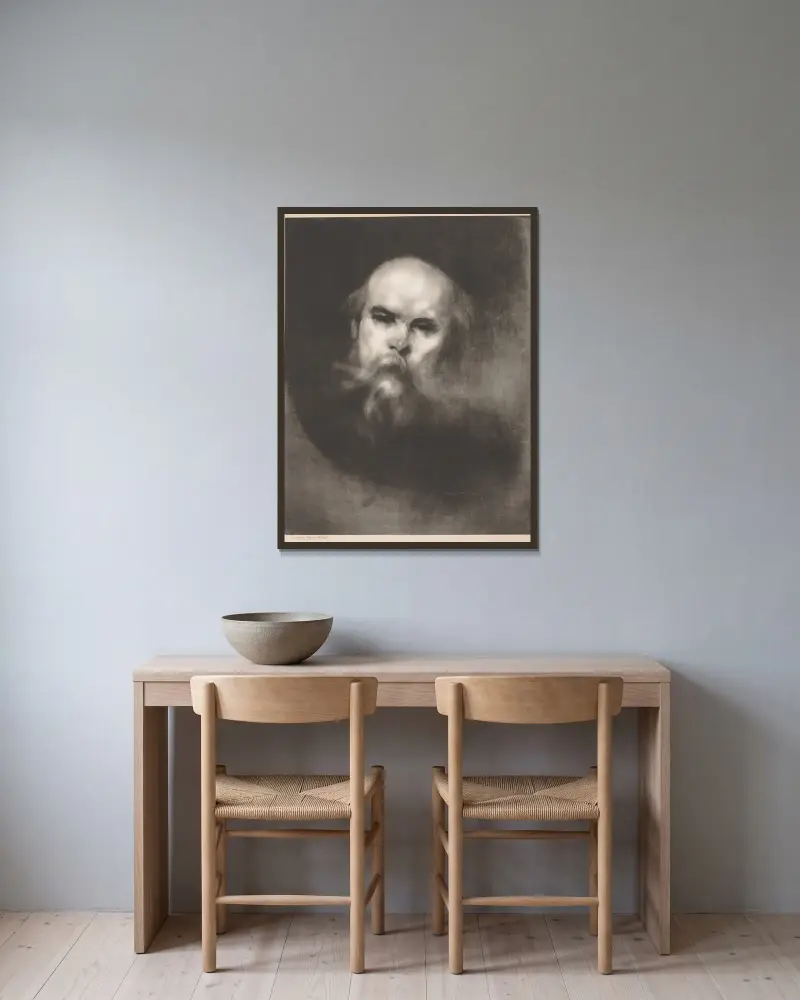 Paul Verlaine av Eugène Carriere inramad på en vägg
