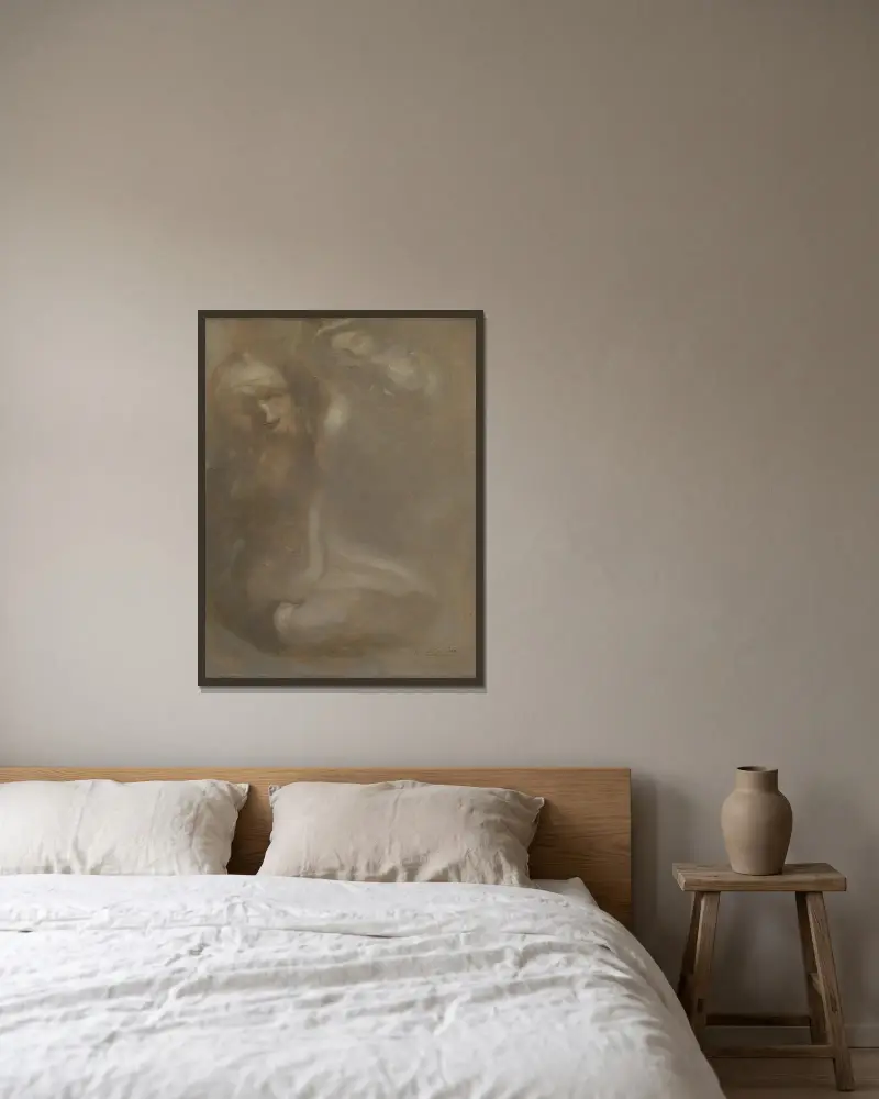 Rodin modelliert eine Skulptur von Eugène Carriere gerahmt an einer Wand