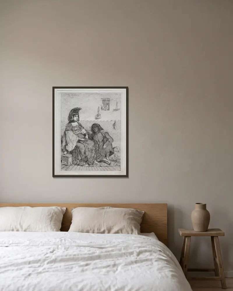 En judisk kvinna från Alger av Eugène Delacroix inramad på en vägg