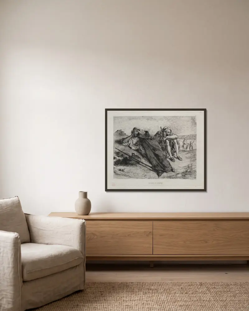 Arabes d’Oran av Eugène Delacroix inramad på en vägg