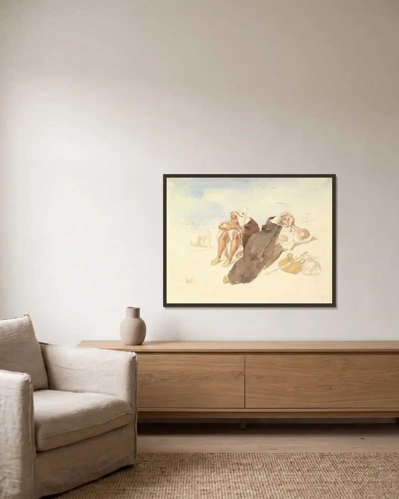 Araber i Oran av Eugène Delacroix inramad på en vägg