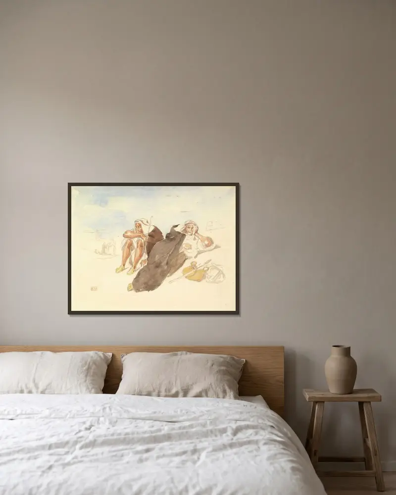 Araber i Oran av Eugène Delacroix inramad på en vägg