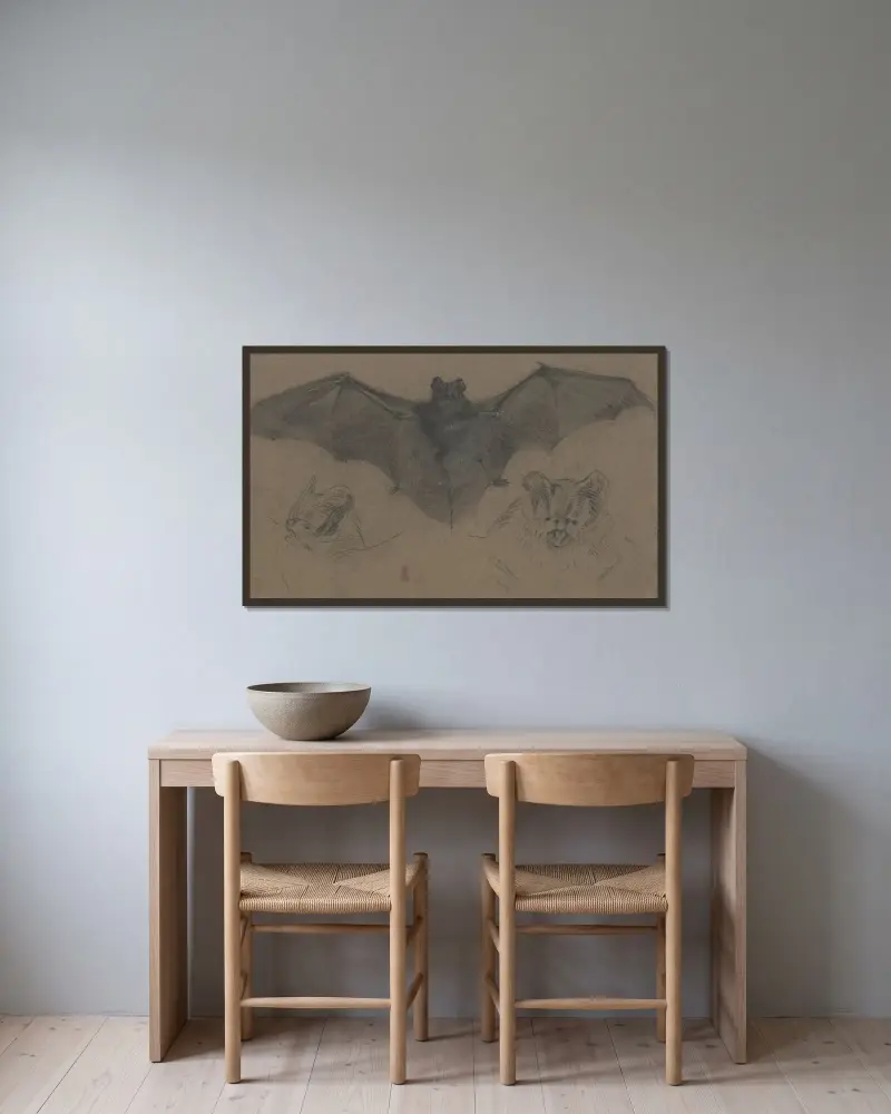 Bat av Eugène Delacroix inramad på en vägg