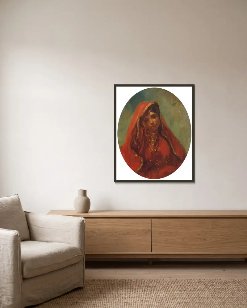 Halbfigur Einer Marokkanerin av Eugène Delacroix inramad på en vägg