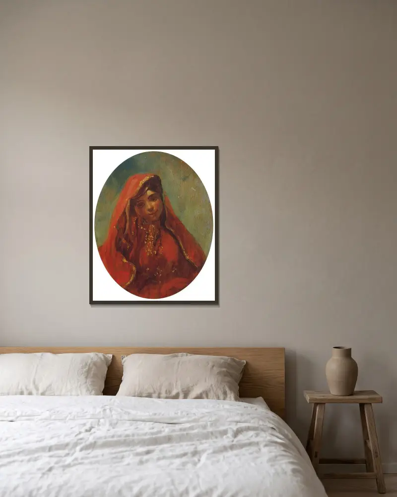 Halbfigur Einer Marokkanerin av Eugène Delacroix inramad på en vägg