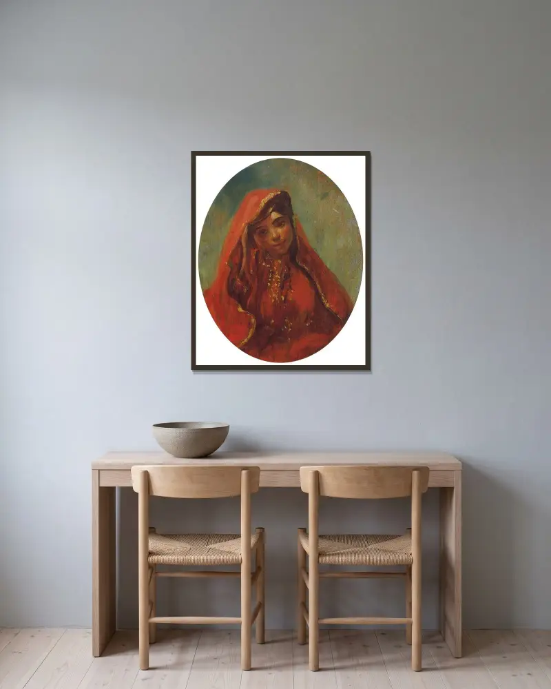 Halbfigur Einer Marokkanerin av Eugène Delacroix inramad på en vägg