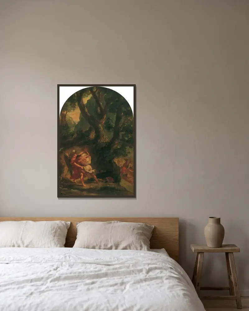 Jacob zápasí s andělem, Eugène Delacroix v rámu na stěně