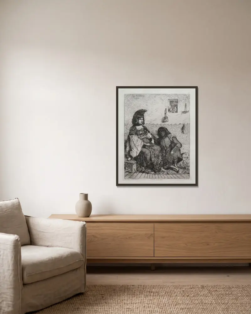 Judisk kvinna från Alger av Eugène Delacroix inramad på en vägg