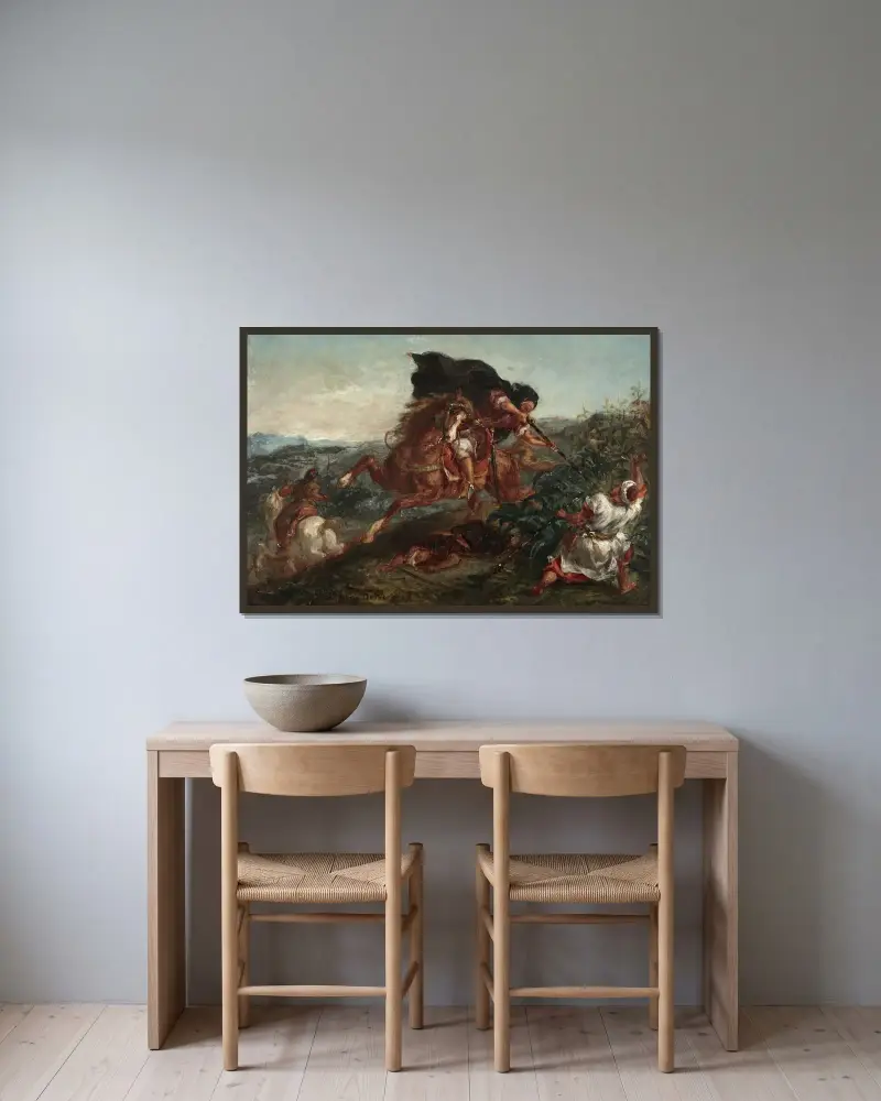Die Schlacht von Eugène Delacroix gerahmt an einer Wand