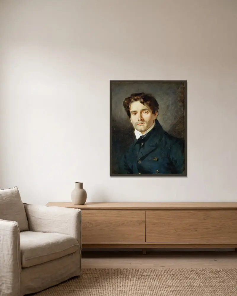 Portrét Léona Riesenera, Eugène Delacroix v rámu na stěně