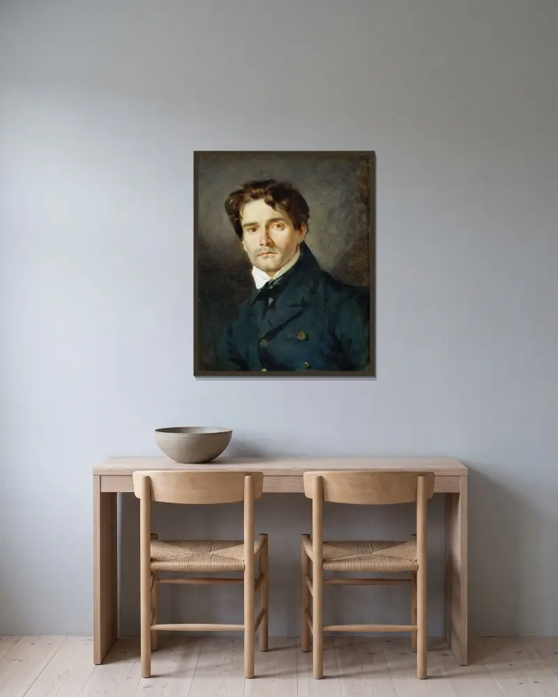 Portrét Léona Riesenera, Eugène Delacroix v rámu na stěně