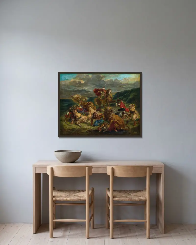Lov na lvy, Eugène Delacroix v rámu na stěně