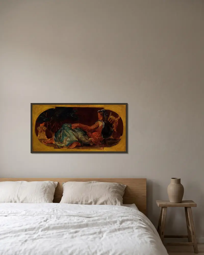 Minerva von Eugène Delacroix gerahmt an einer Wand